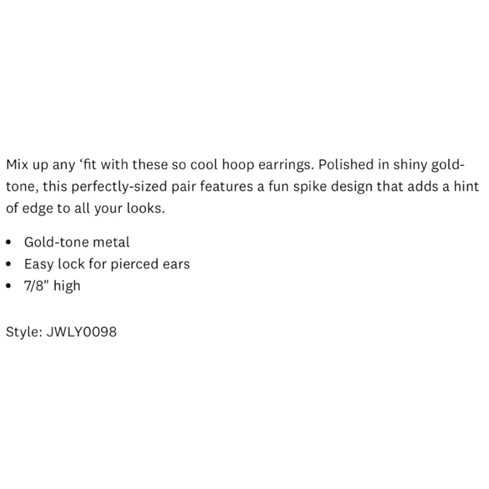 Lucky Brand NWT Spike Gold Hoop Earrings